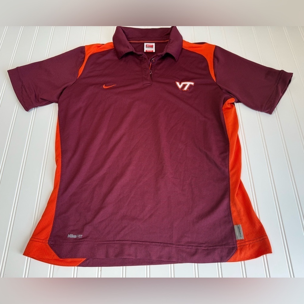 Nike Virgina Tech Polo Shirt Women's Medium Short Sleeve Dri-Fit Burgundy